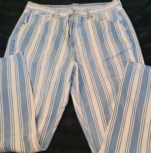 American Eagle Outfitters Blue and White Striped Pants